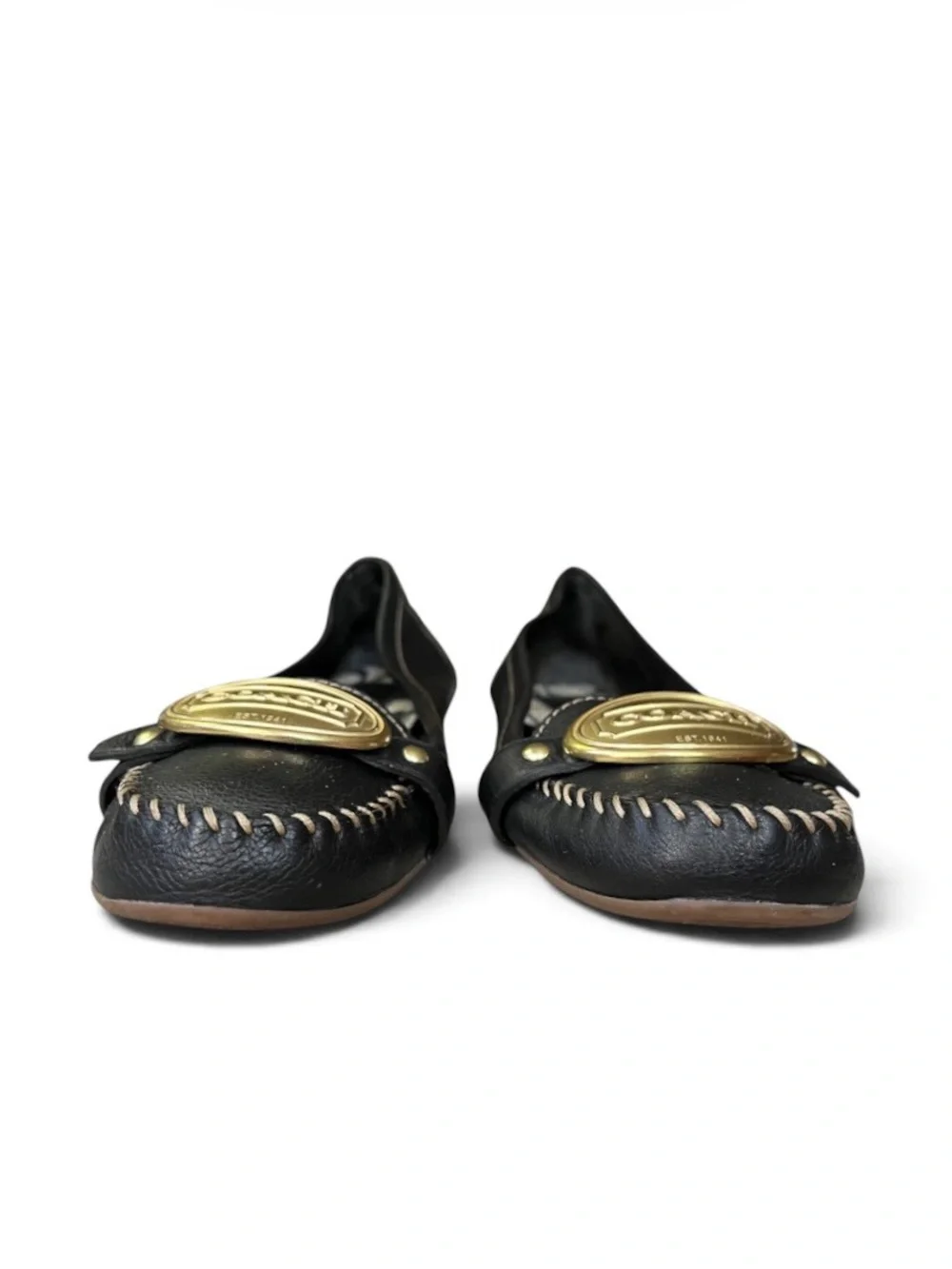 Coach “Clare” Black Leather Moccasin Driving Flat, sz 8.5